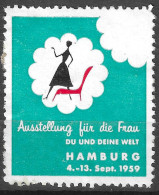 Reklamemarke VIGNETTE CINDERELLA AUSSTELLUNG FUR DIE FRAU DU UND DEINE WELT HAMBURG 1959 WOMAN EXHIBITION - Erinnophilie