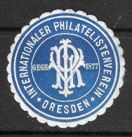 Reklamemarke VIGNETTE CINDERELLA Dresden: Internationaler Philatelistenverein - Erinnophilie