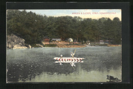 AK Kaaden / Kadan, Städtische Schwimmschule, Boot Auf Dem See  - Tchéquie