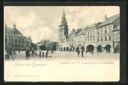 AK Komotau / Chomutov, Ringplatz Mit Der Decanalkirche Und Stadthaus  - Czech Republic