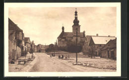 AK Cachovice, Hauptstrasse Zur Kirche  - Czech Republic