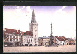 AK Kaaden / Kadan, Ringplatz Mit Rathaus Und Dreifaltigkeitssäule  - Tschechische Republik