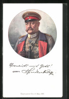 Künstler-AK Paul Von Hindenburg In Uniform Mit Feldstecher  - Personaggi Storici