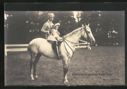 AK Kronprinz Wilhelm Von Preussen Mit Seinem ältesten Sohne Auf Einem Schimmel  - Familles Royales