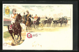 Lithographie Kaiserin Auguste Victoria Königin Von Preussen Auf Der Parade  - Familles Royales