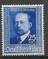 GERMANIA REICH TERZO REICH 1940  CINQUANTENARIO DELLA SCOPERTA DEL VACCINO ANTIDIFTERICO  UNIF. 685 MLH VF - Gebraucht