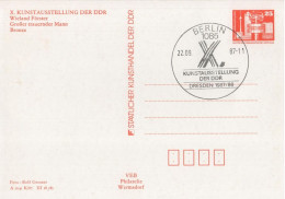 Germany Deutschland DDR 1987 Kunstausstellung, Wieland Forster, Grosser Trauernder Mann, Canceled In Berlin - Postcards - Used