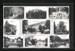 AK Alexandersbad, Badehaus, Teichpartie Bei Roglers-Mühle, Schloss, Kuranstalt  - Other & Unclassified