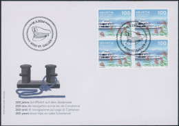 Suisse - 2024 - Schifffahrt Bodensee - Viererblock - Brief - Sonderstempel - Lettres & Documents