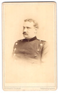 Fotografie Reichard & Lindner, Anclam, Peendamm, Soldat In Uniform Mit Moustache Und Mittelscheitel  - War, Military