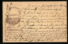 Vorläufer-Lithographie Neuchatel, 1894, Chocolat Suchard, Fabrique Serrieres  - Culturas