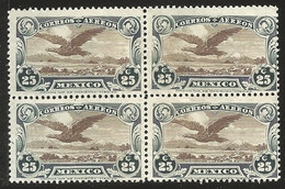 RJ) 1928 MEXICO, BLOCK OF 4, EAGLE FLYING OVER MOUNTAINS, SCOTT C4, MNH - Mexique