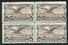 RJ) 1928 MEXICO, BLOCK OF 4, EAGLE FLYING OVER MOUNTAINS, SCOTT C4, MNH - Mexiko