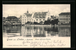 AK Lindau I. Bodensee, Wasserpartie Mit Neuem Offiziers-Casino  - Lindau A. Bodensee