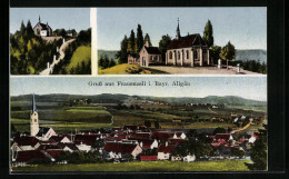 AK Frauenzell I. Bayr. Allgäu, Kirche, Ortsansicht Mit Umgebung  - Altri & Non Classificati