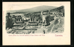 Cartolina Toarmina, Teatro Antico Con Vista Del Castello, Di Capo Schisó E Dell` Etna  - Autres & Non Classés