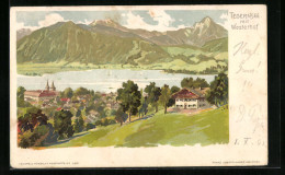 Künstler-AK Tegernsee, Orstansicht Mit Restaurant Und Hotel Westerhof  - Tegernsee