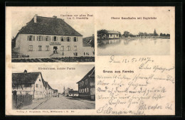 CPA Kembs, Gasthaus Zur Alten Post, Rheinstrasse, Oberer Kanalhafen  - Other & Unclassified
