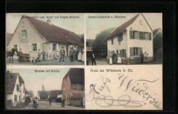 CPA Wittelsheim, Restaurant Zum Adler, Le Jardinwirtschaft U. Bäckerei  - Autres & Non Classés