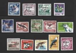 Nauru 1968 Republic Overprint Definitive Set Of 14 VFU - Nauru