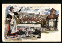 Lithographie Hall, XXVI. Schwäbisches Liederfest, Solbad, Salzsiedertracht  - Autres & Non Classés