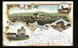 Lithographie Michelbach A /B., Schloss, Schule U. Rathaus, Kirche  - Sonstige & Ohne Zuordnung