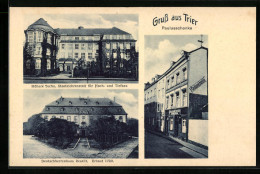 AK Trier, Gasthaus Paulusschenke, Höhere Techn. Staatslehranstalt F. Hoch- U. Tiefbau, Deutschherrenhaus  - Trier