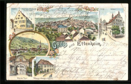 Lithographie Ettenheim, Wohnung Des Herzogs Von Enghien, Amthaus, Oberes Thor  - Autres & Non Classés