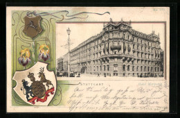 Passepartout-Lithographie Stuttgart, Hotel Marquardt, Wappen  - Other & Unclassified