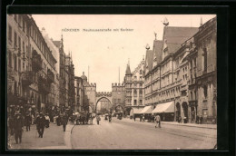 AK München, Neuhauserstrasse Mit Geschäften Und Karlstor  - Muenchen