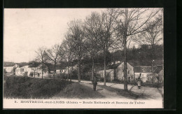 CPA Montreuil-aux-Lions, Route Nationale Et Bureau De Tabac  - Andere & Zonder Classificatie