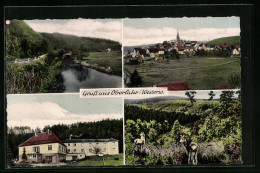 AK Oberlahr / Westerwald, Gesamtansichte, Gebäude Und Rehe Im Wald  - Autres & Non Classés