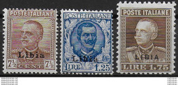 1928-29 Libia VE III 3v. Sopr. MNH Sassone N. 78/80 - Sonstige & Ohne Zuordnung