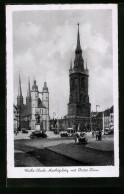 AK Halle /Saale, Marktplatz Unt Roter Turm Mit Denkmal  - Sonstige & Ohne Zuordnung