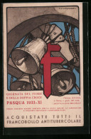 AK Giornata Del Fiore E Della Doppia Croce, Pasqua 1933-XI, Glockenturm  - Santé