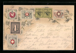 Lithographie Schweizer Briefmarken, Edelweiss  - Postzegels (afbeeldingen)