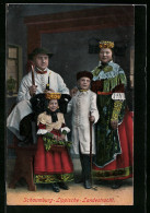 AK Paar Mit Zwei Kindern In Schaumburg-Lippischer Landestracht  - Kostums