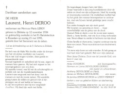Laurent Henri Deroo (1934-1995) - Devotieprenten