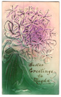 Präge-Airbrush-AK Easter Greetings To Magda, Blumenstrauss  - Sonstige & Ohne Zuordnung