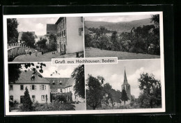 AK Hochhausen /Baden, Kirche, Brücke, Ortspartie  - Baden-Baden