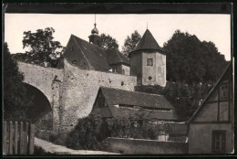 Fotografie Brück & Sohn Meissen, Ansicht Mutzschen I. Sa., Partie Am Schloss Mit Alter Mauer  - Orte
