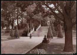 Fotografie Brück & Sohn Meissen, Ansicht Freiberg I. Sa., Freitreppe Im Albertpark, Mädchen Mit Kinderwagen  - Lieux