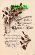 R452530 Congratulations On The Aniversary Of Our Wedding Day. W. And K. No. 4013 - Monde