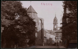 Fotografie Brück & Sohn Meissen, Ansicht Grossenhain I. Sa., Strassenpartie An Der Klosterruine Mit Möbelhaus H. Kir  - Lieux