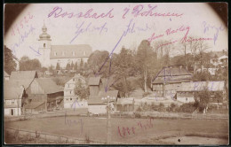 Fotografie Brück & Sohn Meissen, Ansicht Rossbach I. Böh., Blick In Den Ort Mit Kirche  - Orte