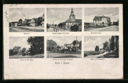 AK Elze I. Hann., Bahnhof Und Hauptstrasse Mit Kirche  - Sonstige & Ohne Zuordnung