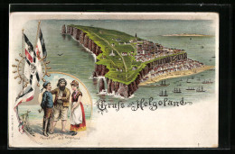 Lithographie Helgoland, Blick Auf Die Insel  - Helgoland