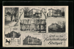 AK Stuttgart, Der Alte Bau, Bau IV., Bau II. Vom Katharinenhospital  - Stuttgart