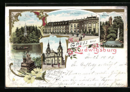 Lithographie Ludwigsburg / Württ., Monrepos Kapelle Und Das Schloss Von Der Südseite  - Ludwigsburg