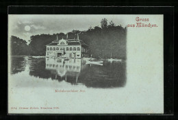 Mondschein-AK München-Schwabing, Ruderboot Auf Dem Kleinhesseloher See  - München